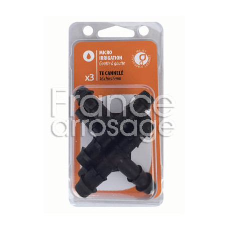 Lot de 3 tés cannelés Ø16mm