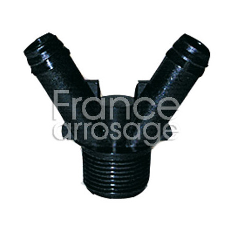 Jonction Y cannelée x filetée Ø16 x 3/4" M