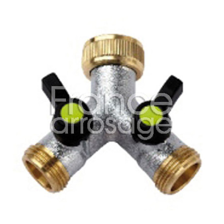 Nez de robinet "Y" laiton 2 sorties réglables - 3/4" FMM
