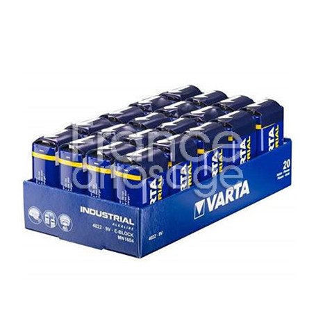 Lot de 20 piles 9V 6LR61 Varta Industrial