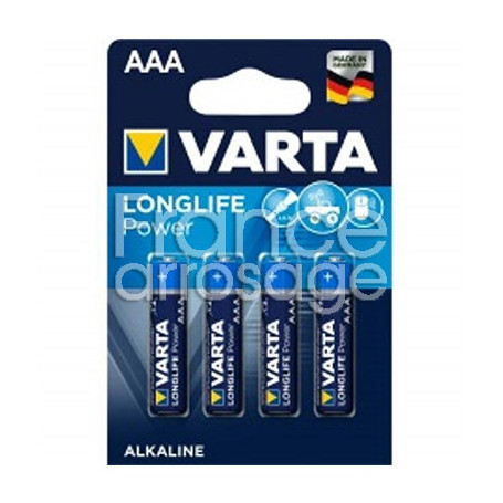 Lot de 4 piles rondes 1,5V AA LR3 Varta LongLife POWER