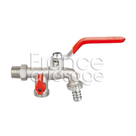 Robinet BS métal 2 sorties 1/2" M x 2 sorties x 3/4" M