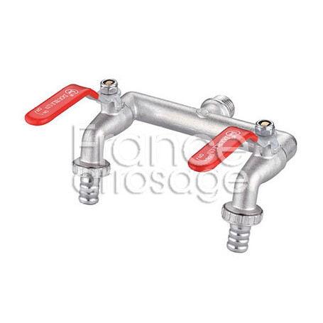 Robinet de puisage BS métal DUO 1/2" M - 2 sorties x 3/4"  M
