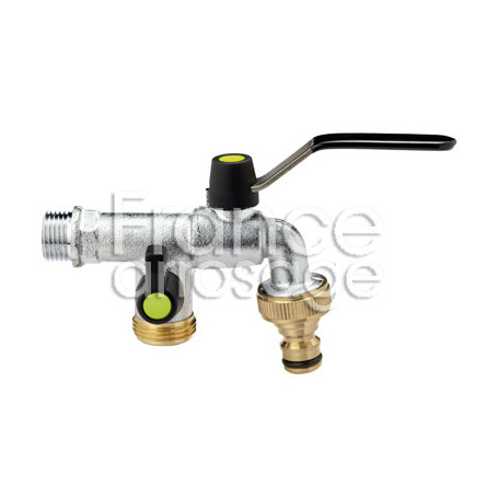 Robinet de puisage BS métal 1/2" M - 2 sorties x 3/4"  M