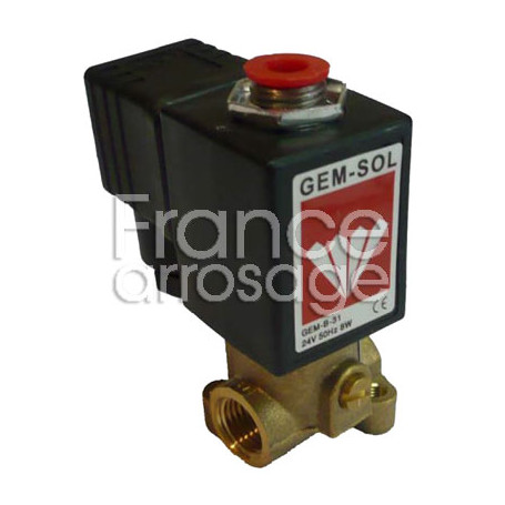 Pilote 3 voies NF - 8W - 24V AC - Laiton (vanne NO) 2 x 1/8" F